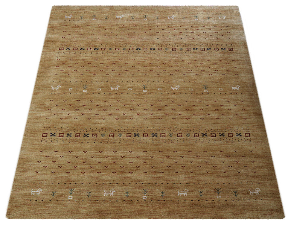 HAND KNOTTED LOOM WOOL ECO-FRIENDLY AREA RUGS - Rectangle, Gold, Contemporary