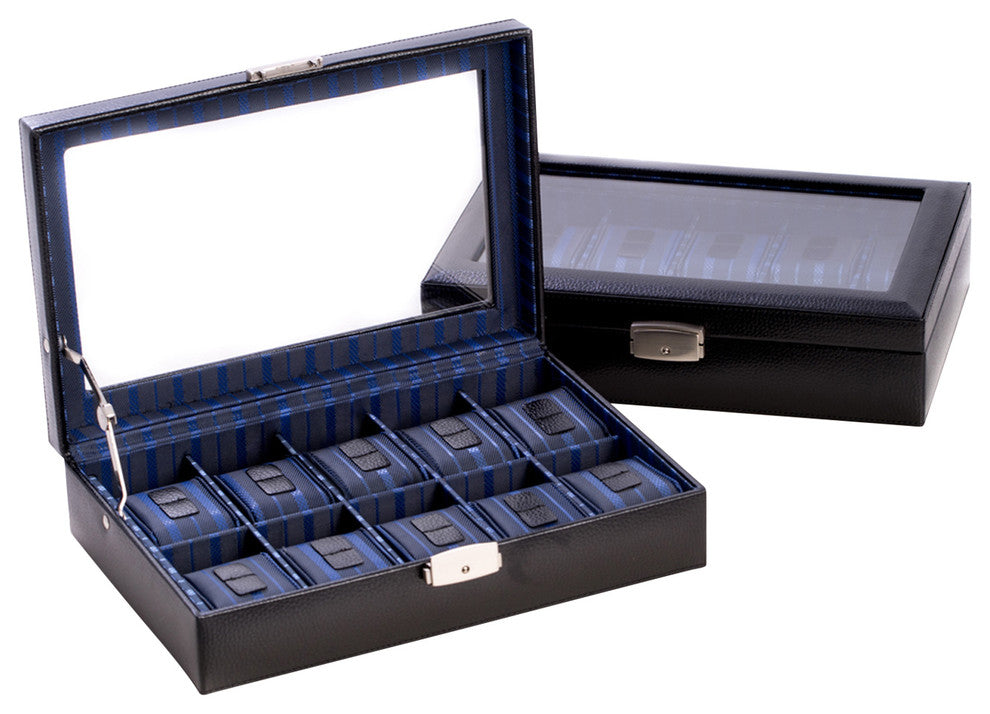 Black Leather 10 Watch Case
