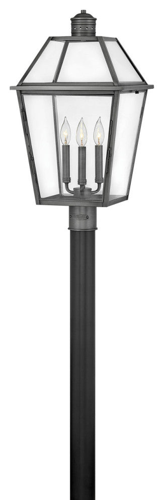 Hinkley Nouvelle Large Post Top Or Pier Mount Lantern, Blackened Brass