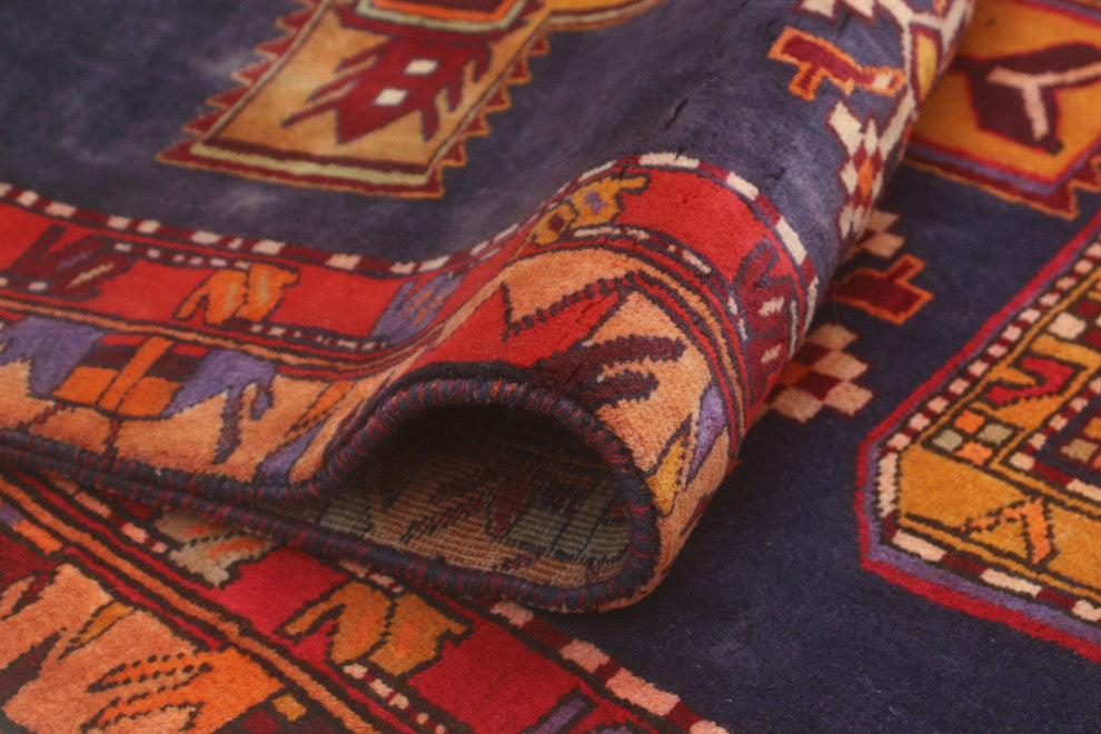 Fine Vintage Distressed Gertrude Navy/Red Runner, 3'5x10'0