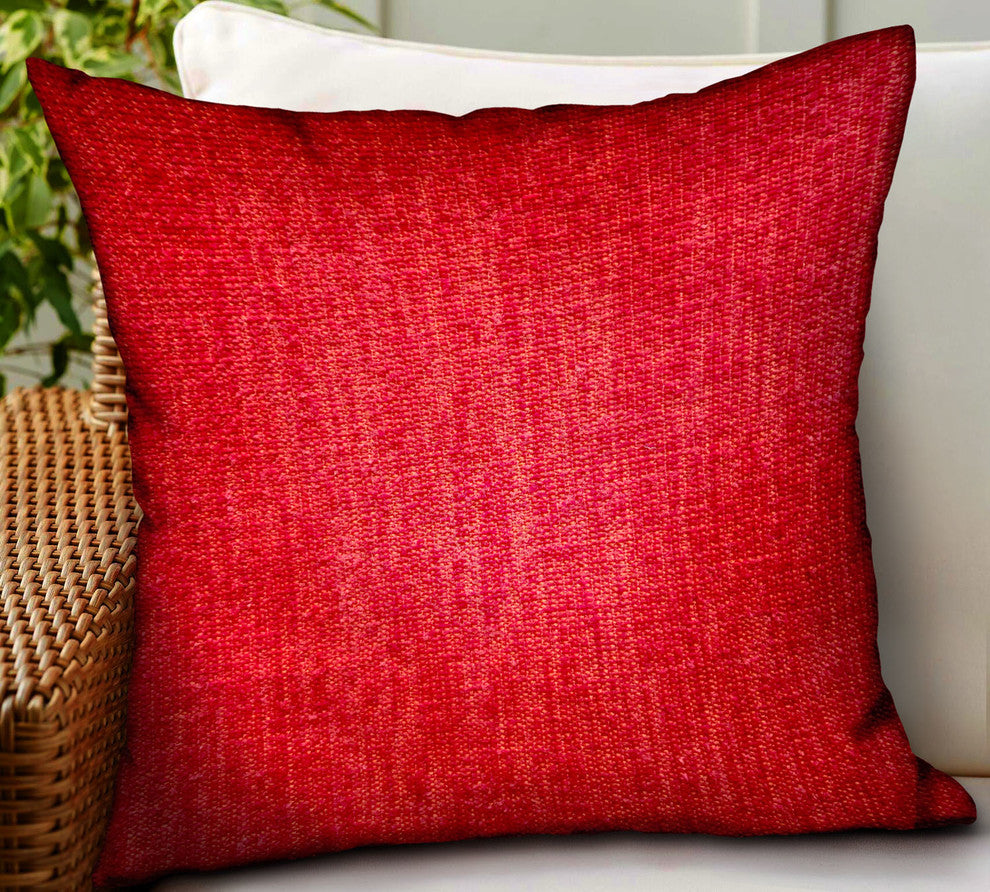 Plutus Scarlet Zest Red Solid Luxury Outdoor/Indoor Throw Pillow, 12"x20"