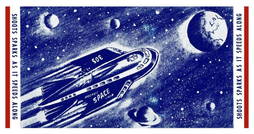 "Rocket Space Ship 305" Digital Paper Print by Retrorocket, 46"x24"