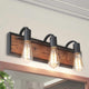 LALUZ 3-Light 21.3-in Wood Brown and Black Farmhouse Vanity Light Bar