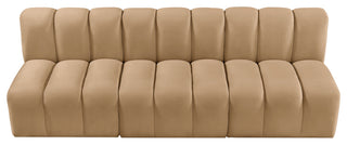 Arc Velvet Upholstered 3-Pc. Modular Sofa, Camel