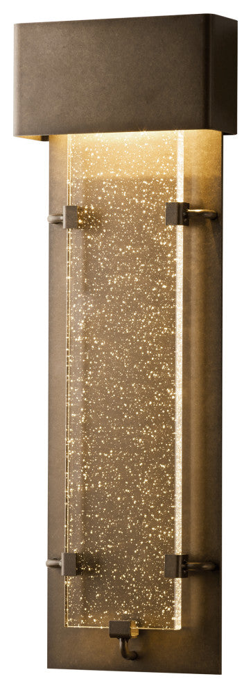 Ursa Large LED Outdoor Sconce, Coastal Dark Smoke Finish, Seeded Clear Glass