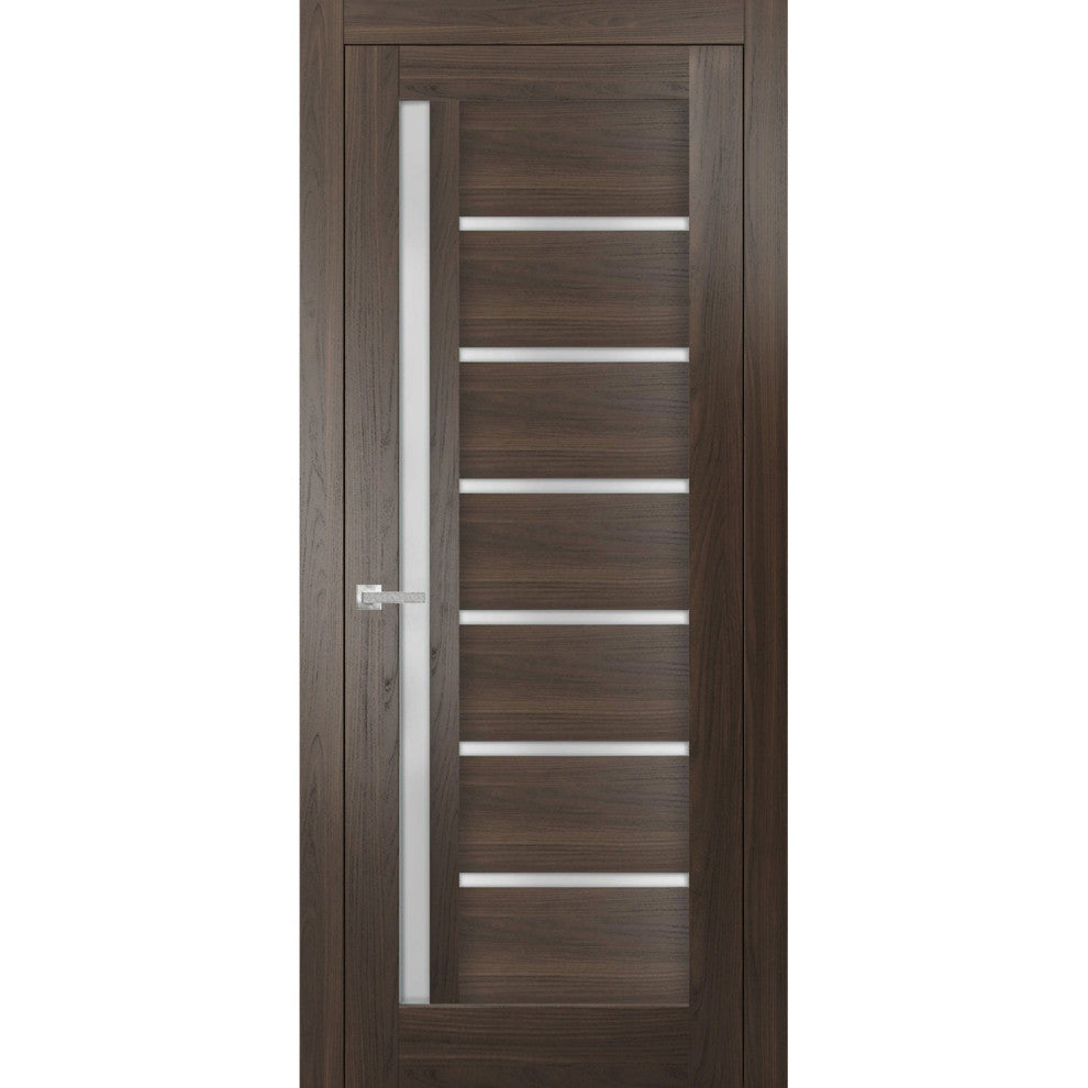 Solid French Door Frosted Glass | Quadro 4088 Chocolate Ash | -30 x 80
