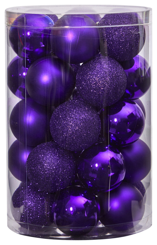 Holiday Xmas 30 Count 2.5" Shatterproof Ornament Set With Re-Useable Container