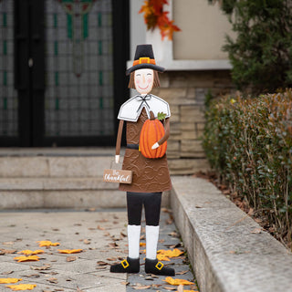 36"H Metal Thanksgiving Pilgrim Standing/Hanging Yard Decor, Boy