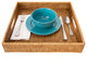 Artifacts Rattan™ Square Ottoman Tray with Cutout Handles, Honey Brown, 16"x16