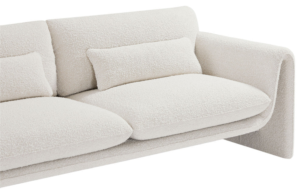 Stylus Boucle Fabric Upholstered Sofa, Cream