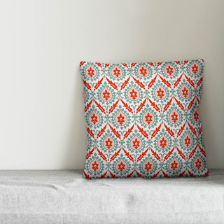 Ikat, Blue and Red Outdoor Throw Pillow, 20"x20"