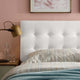 Contemporary Modern Bedroom Full Size Tufted Headboard, Velvet Fabric, White