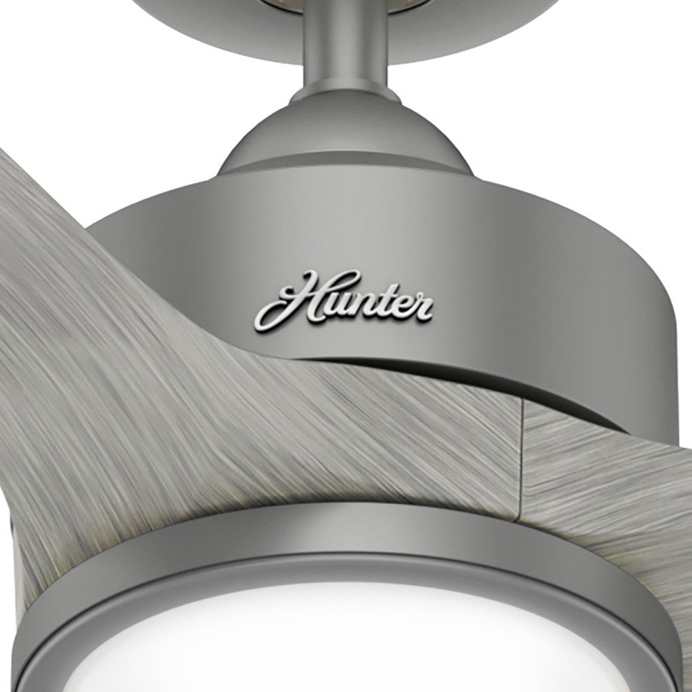Hunter 72" Park View Matte Silver Damp Ceiling Fan With LED Light Kit and Remote