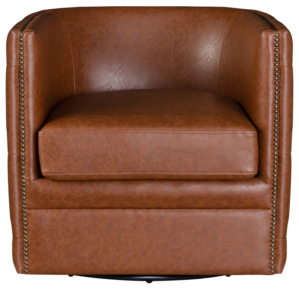 Madison Park Capstone Tufted Barrel Swivel Chair, Brown