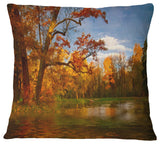 Quiet And Silent Autumn Landscape Printed Throw Pillow, 16"x16"