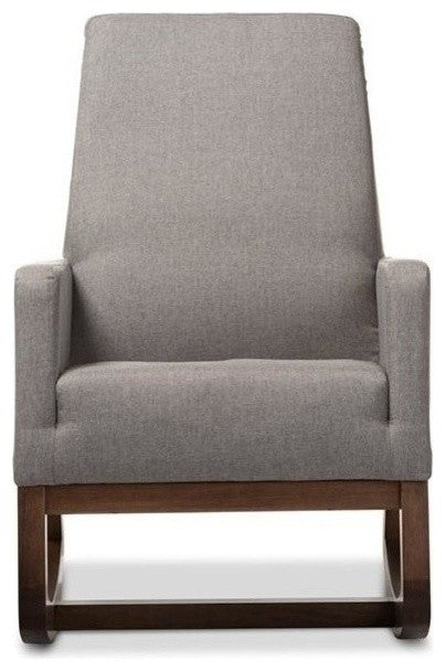 Yashiya Mid-Century Gray Fabric Upholstered Rocking Chair