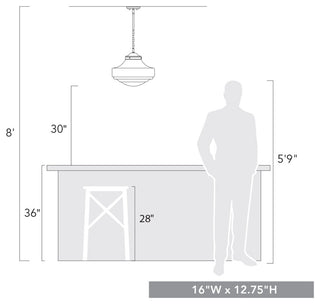 Golden Lighting 0508-L Ingalls 16"W Pendant - Matte Black / Clear