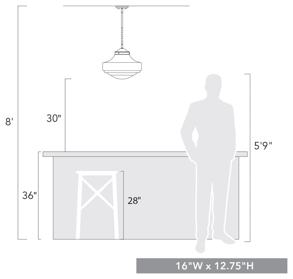 Golden Lighting 0508-L Ingalls 16"W Pendant - Matte Black / Clear