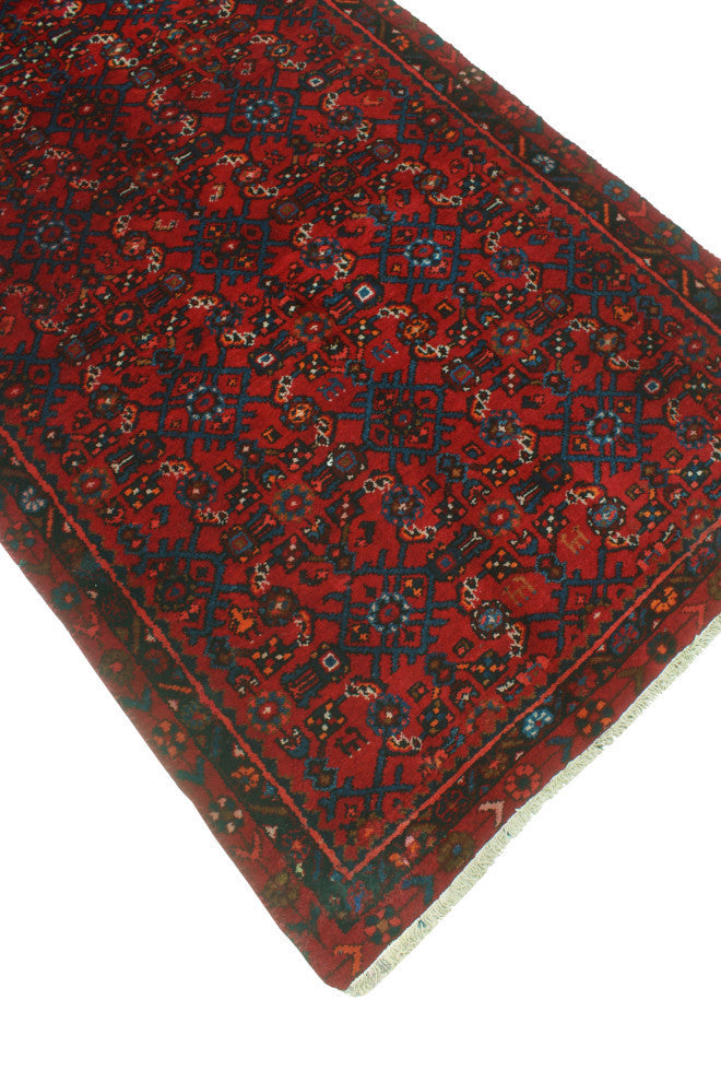 Fine Vintage Distressed Lafayette Red/Charcoal Runner, 3'4x13'10