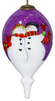 Amore Snowmen Hand Painted Mouth Blown Glass Ornament