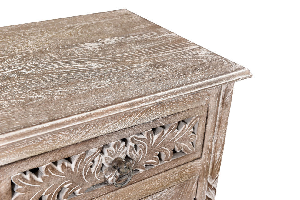 Delaney Carved 1 Door Nightstand, Limestone Gray, Right