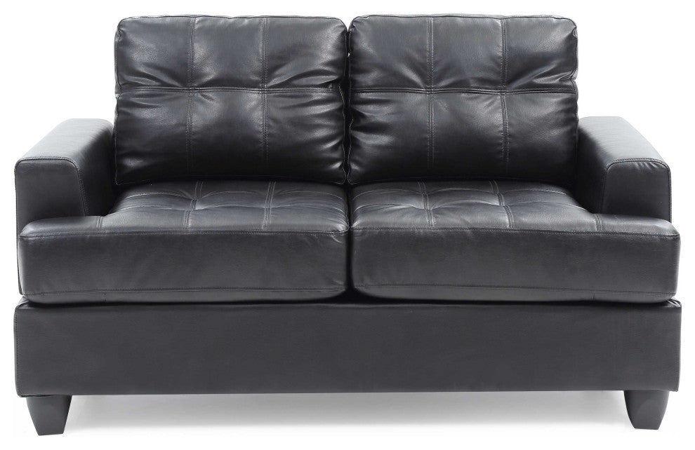 Sandridge 58 in. W Flared Arm Faux Leather Straight Sofa, Black