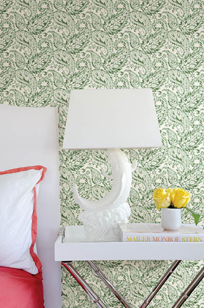 Paisley Wallpaper, Green, Bolt