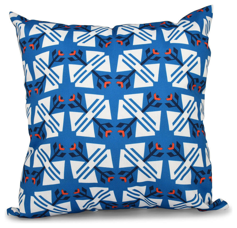 Jodhpur Ditsy, Geometric Outdoor Pillow, Blue, 18"x18"