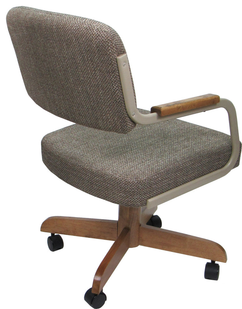 Swivel Tilt Kitchen Caster Chair with Wheels M-115, Checkered - Beige Moca