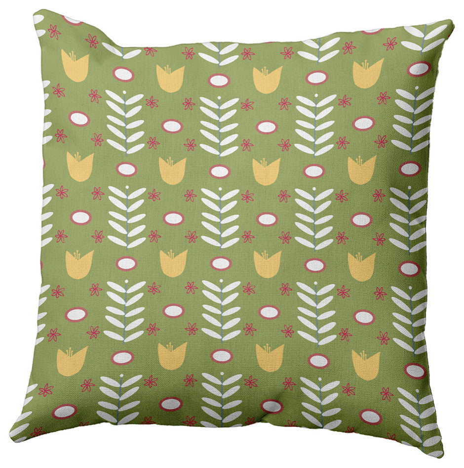 Spring Garden Polyester Indoor/Outdoor Pillow, Apple Green, 20"x20"