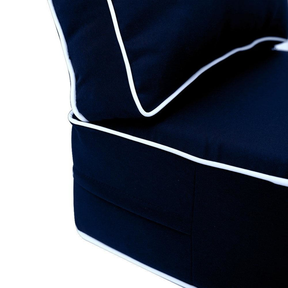 |COVER ONLY|Outdoor Contrast Pipe Trim Medium Deep Seat Back Pillow Cover AD101