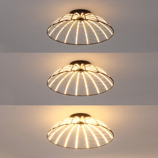 Ambros Industrial Metal Dimmable Stripe Half-Cage Integrated LED Flush Mount