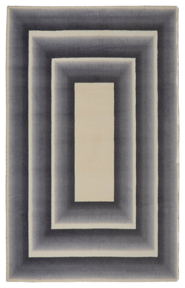 Gray Frame Modern Geometric Area Rug, 5'6"x8'6"