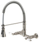 GS1248PL Two-Handle Wall-Mount Pull-Down Sprayer Kitchen Faucet, Brushed Nickel