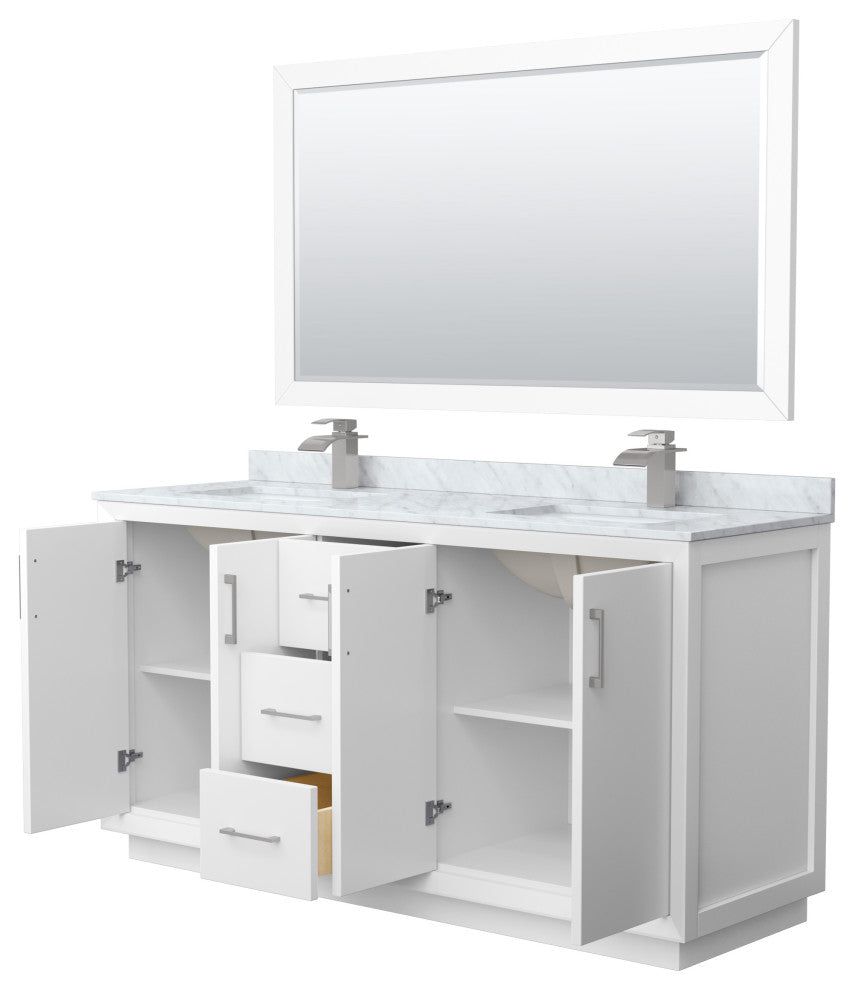 Wyndham WCF414166DWHCMUNSM58 Strada 66 Inch Double Bathroom Vanity in White