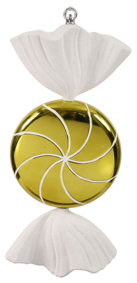 Vickerman Swirl Candy Ornament, 18.5", Lime, White