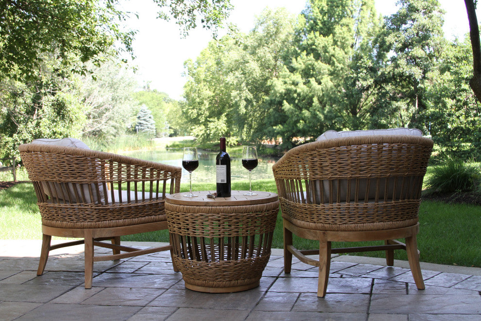 2 Person Bohemian Seating Group With Storage Accent Table