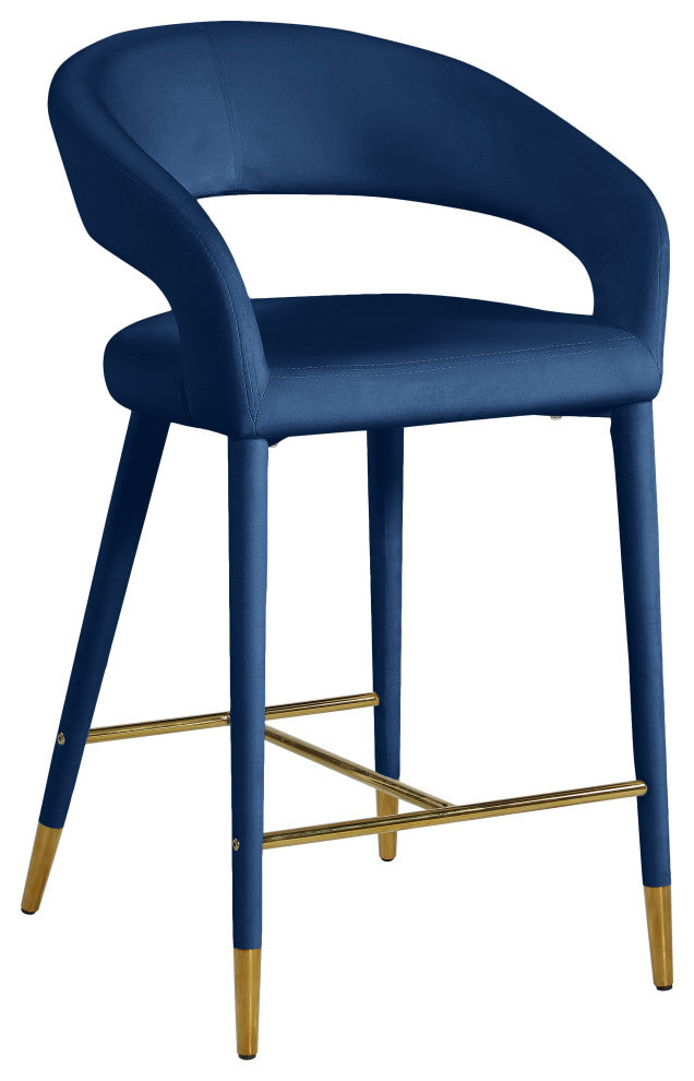 Destiny Counter Stool, Navy, Velvet