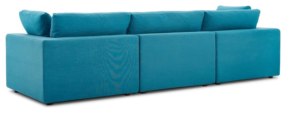 Commix Down Filled Overstuffed 3 Piece Sectional Sofa Set, Teal