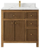 Sonoma Teak 36 Center Sink Bath Vanity in Dark Natural with 1.5" Calacatta Laza