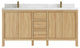 Elizabeth 72 Double Sink Bath Vanity in Light Natural Teak 2" Calacatta Nuvo