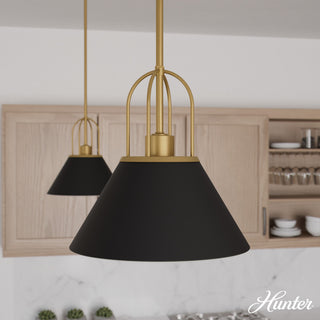 Carrington Isle Flat Matte Black and Luxe Gold 1 Light Pendant