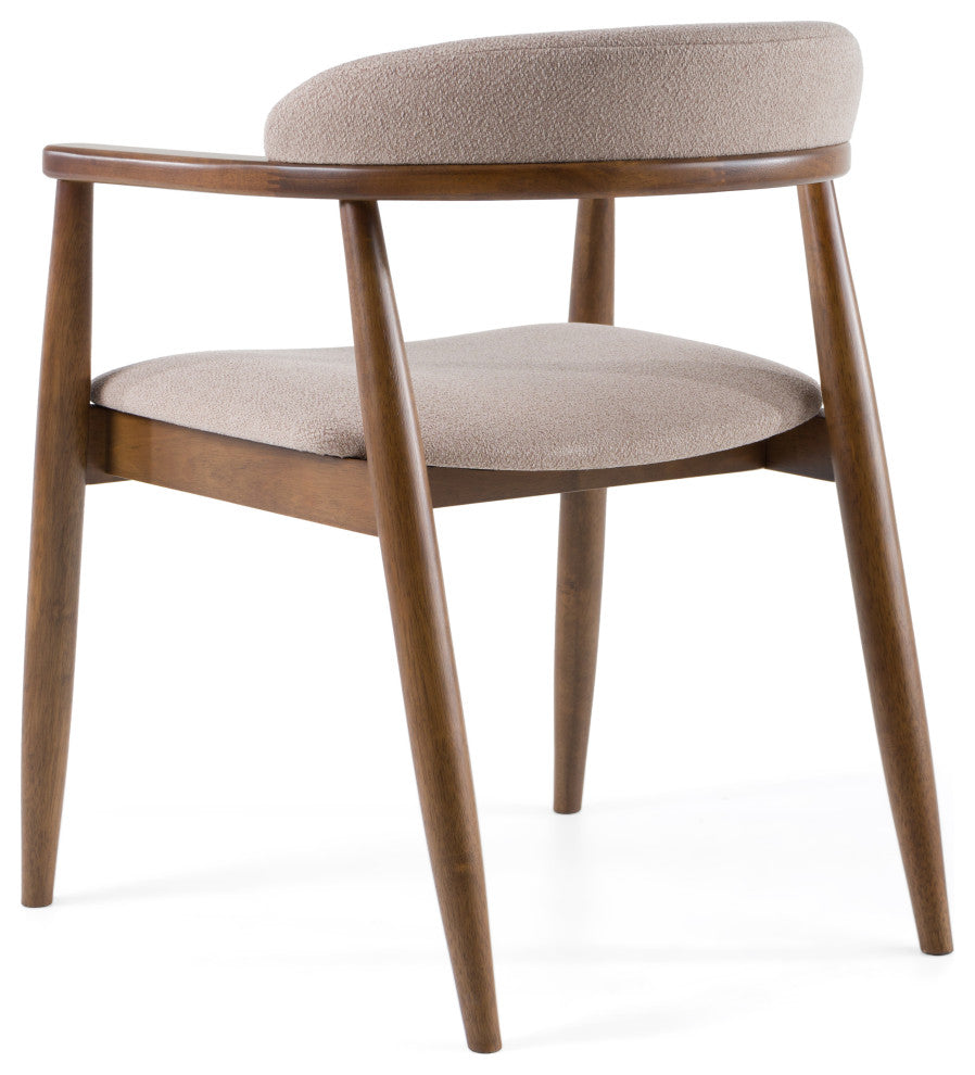 Modrest Cohen Mid-Century Modern Tan Fabric + Walnut Dining Chair