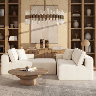 Brenley 110.5" L-Shaped Sofa-in-a-Box Sectional, Beige, Right-Arm Facing