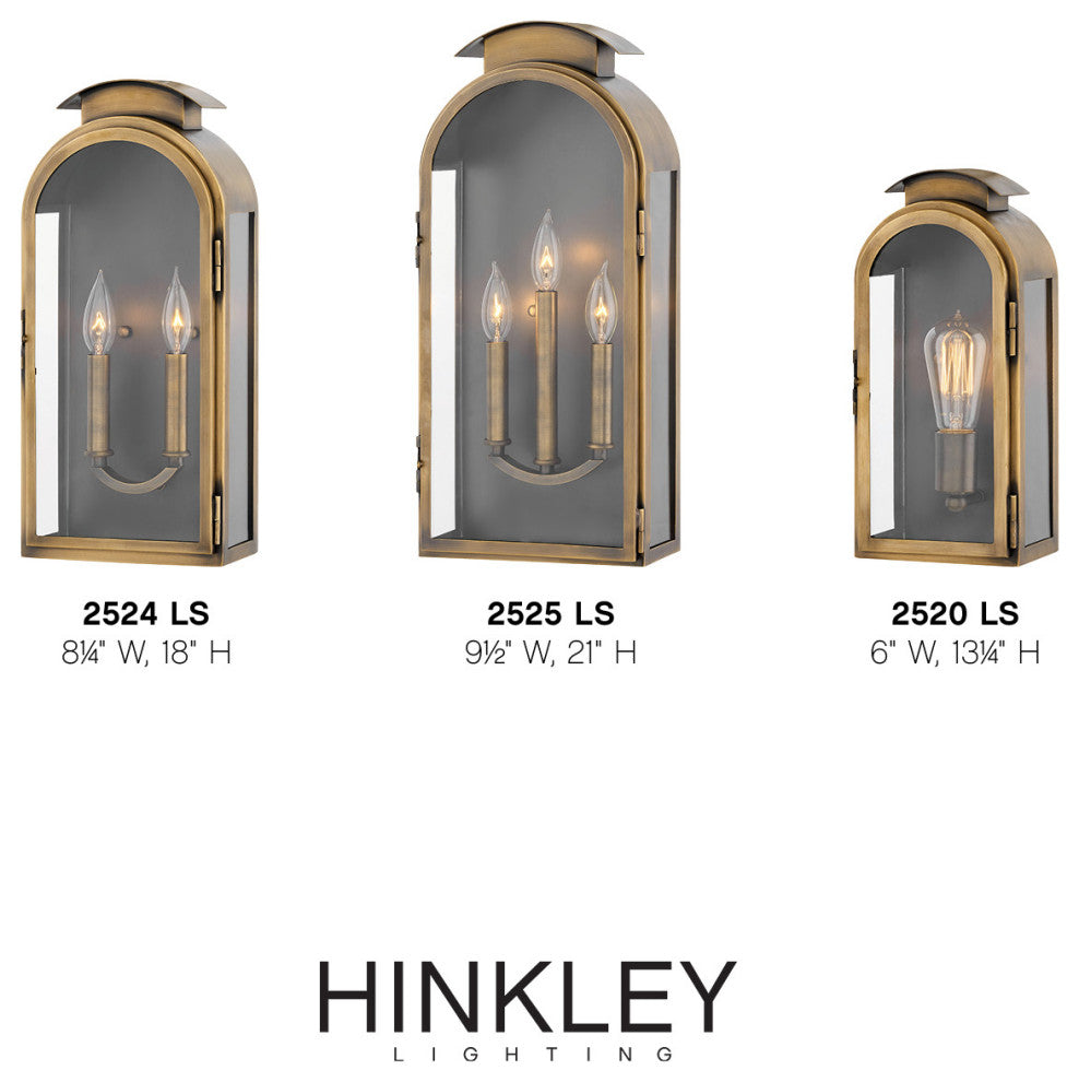 Hinkley Rowley Medium Wall Mount Lantern, Light Antique Brass