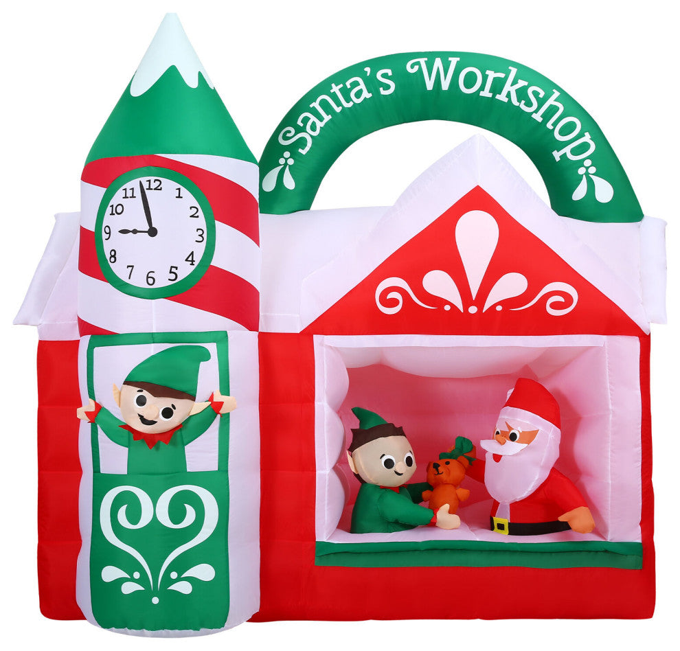 7-Ft. Pre-Lit Inflatable Santa's Workshop