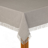 Homespun Fringed 100% Cotton Tablecloth, Gray, 70" Round