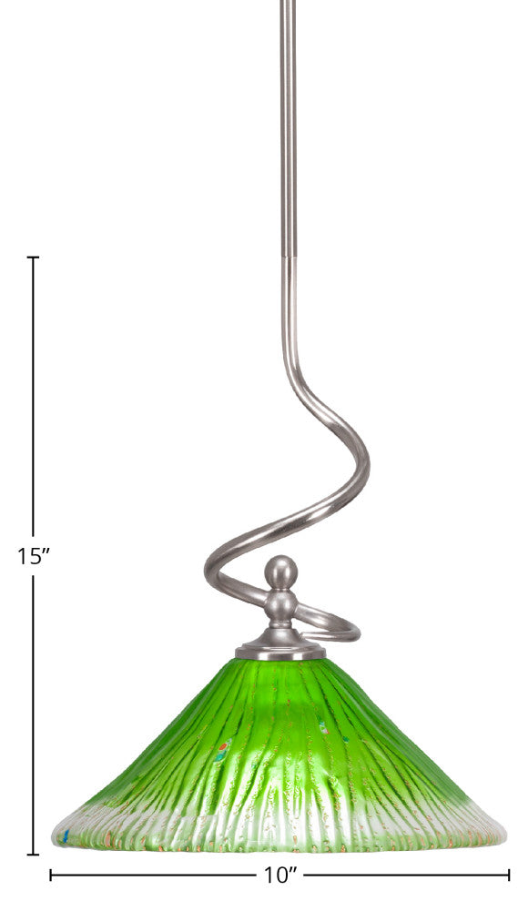 Capri Stem Mini Pendant In Brushed Nickel Finish With 10" Kiwi Green Crystal