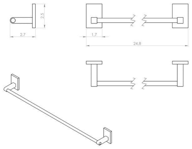 24" Polished Chrome Towel Bar