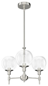 Xidane Brushed Nickel, Clear Glass 3 Light Chandelier Light